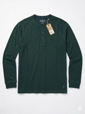 Tailor Vintage Dark Green Long-Sleeve Henley Shirt - S